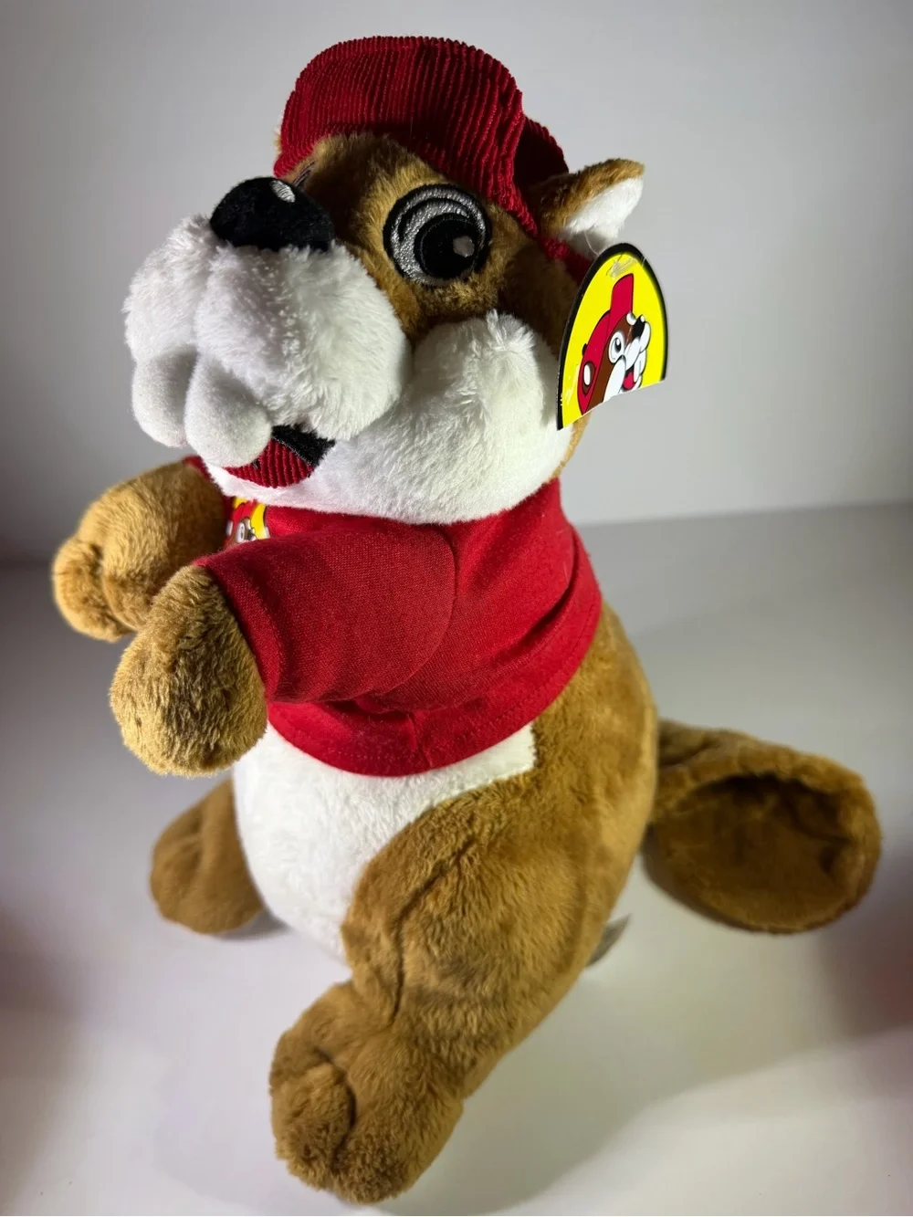 Adorable classic Buc-ee’s Beaver plush stuffed animal wearing his signature red